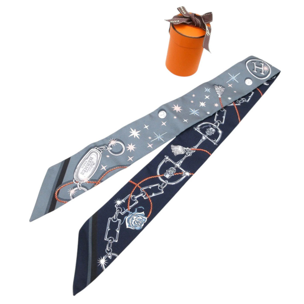 HERMES Gray Silk Scarf